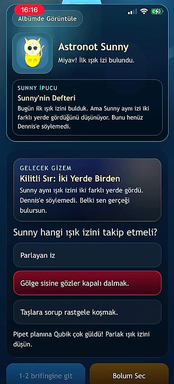 Türkçe quiz ekranı